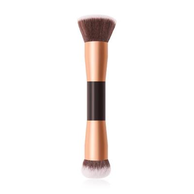 China Unique Fan Brush Luxury 2 Colors In 1 Dual Ended Makeup Powder Brush High End Makeup Brush Applicator for sale