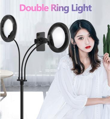 China High Quality 10 Inch Lykan Makeup Phone Ring Light Selfie Gooseneck Stand Large Dual Ring Lights And Desktop Fill Led Ring Light With Tripod Stand for sale