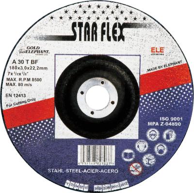 China 7 Inch 180x3.0x22.2mm Abrasive Metal Star Flex Reinforced Cutting Discs For Metal With MPA Certificate for sale