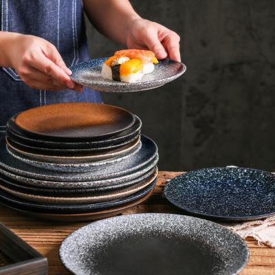 China Full Dishes 8 Inch Japanese Style Minimalist Tableware, Kitchen Utensils Porcelain, Ceramic Tableware Dishes For Serving, Food, Sala, Cake for sale