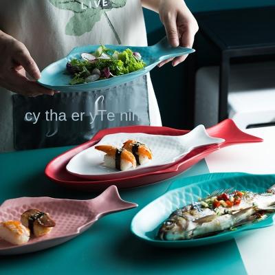 China Sustainable 11 Inch Ceramic Pepper Fish Chop Main Plate With Plates Western Food Splint Flat Plate Six Colors Available for sale