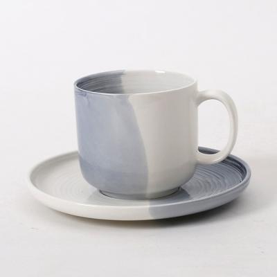 China 80ml Mini Disposable Promotional Gray Cheap Ceramic Espresso Cup With Saucer for sale