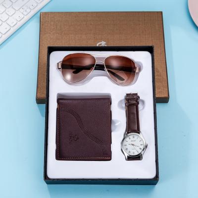 China Agriculture Watch Wallet Sunglasses Jesou Men's Incorporated Business Valentine Men's Promotional Gift Set A05833 Brown for sale