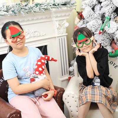 China 2021 Festival Stuff CR-B133 Christmas Decoration Cartoon Glass Elf Toy Christmas Kids Glasses Party for sale