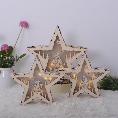 China 2021 Wooden Festival Stuff CR-B169 Christmas Decorations Christmas Home Office Home Office Stars Lights Decor Ornaments for sale