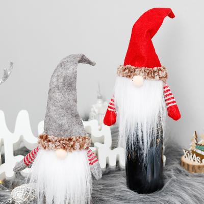 China Cute Festival Stuff CR-B021 Bottle Cover Gnome Christmas Wine Bottle Toppers For Xmas Holiday Table Decorations for sale