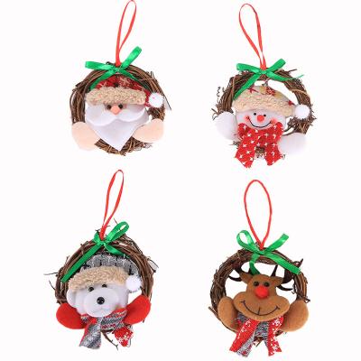 China 2021 Cute Christmas Tree Rattan Wreath Christmas Doll Garland Festival Stuff CR-B079 Family Ornament for sale