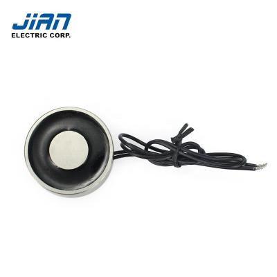 China Hotels 12V Industrial DC JSP-4026 Small Electric Holding Lifting Magnet Round Solenoid Electromagnet for sale