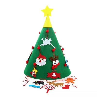 China Polyester felt made in china three dimensional diy felt christmas tree with ornaments double for sale