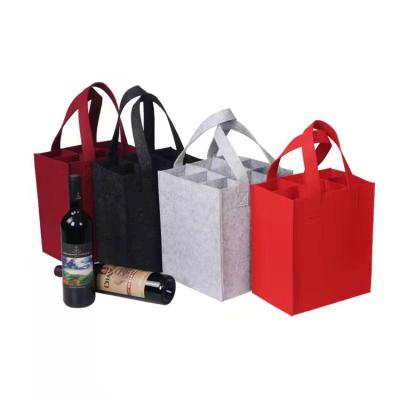 China Handled Felt 2 Bottles 4 Bottles 6 Bottles Carrier Felt Wine Beer Rack Bag for sale