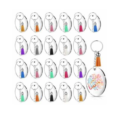 China FASHIONABLE Hot White Clear Acrylic Tassel Key Chain Discs Circle 90Pcs/set DIY Pendant Keyring Set for sale