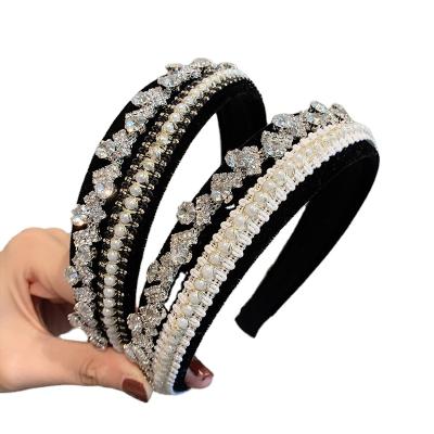 China European and American Wholesale Pearl Headband Autumn High Quality Crystal Rhinestone Luxury Style Bling Headbands for sale