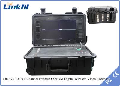 China 4-Channel Rugged IP65 Portable COFDM Video Receiver with Battery & Display AES256 Encryption for sale