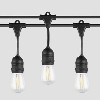 China Commercial Water Resistant Patio Light String Hanging E26 Medium Sockets Rope Twine Black Rope 01 for sale