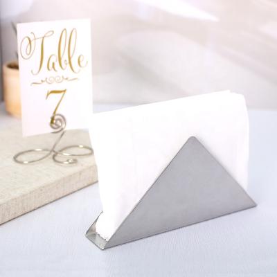 China Simple Silver Hotel Restaurant Dining Room Geometry Stainless Steel Metal Napkin Single Silver Custom Napkin Holder for sale