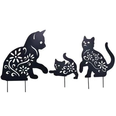 China Art Decor OEM Laser Form Cat Animals Custom Design Garden Decoration Metal Art for sale