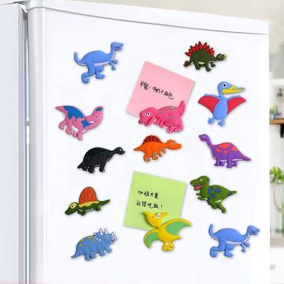 China Shape Cute Animals Dinosaur Designs Soft PVC Silicone Rubber Fridge Magnet For Kids for sale