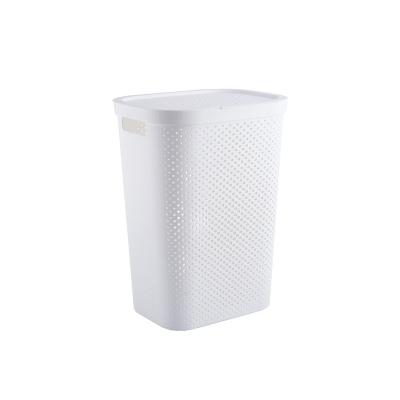 China New Type Woven Plastic Laundry Storage Basket Sale Sustainable Well Laundry Hamper for sale