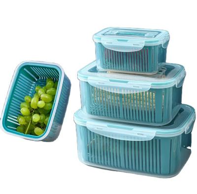 China Food Contact Plastic Material Safe Goods 5pcs Good Quality Set Wash Drain Plastic Storage Box With Leak Proof Cover for sale