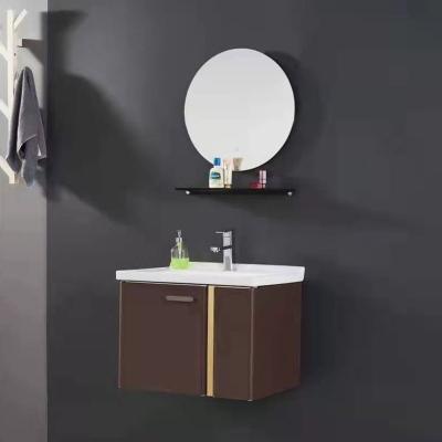 China Modern Wall Hung Vanity Bath Room Cabinet Set Vanity Home Or Hotel Bathroom Vanity With Led Light Makeup Mirror Basin for sale