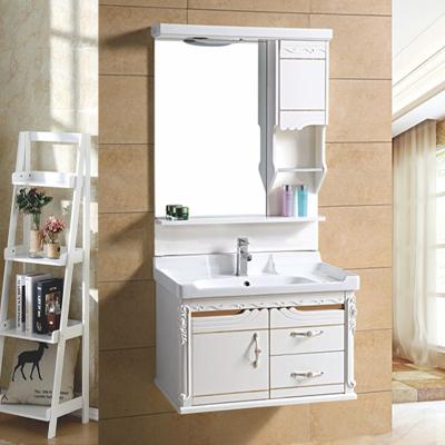 China Traditional Luxurious Cheap Pvc Hotel Bathroom Vanity With Mirror Sink for sale