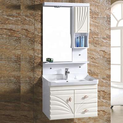 China Modern European Style PVC Waterproof Bathroom Cabinet With Led Mirror for sale