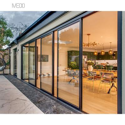 China Heat Insulation Aluminum Sliding Doors Double Fold Glass Aluminum Garage Doors Exterior Bifold Doors for sale