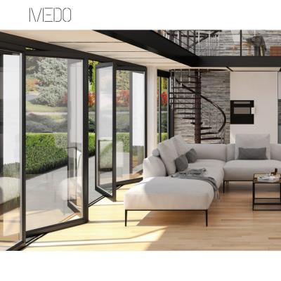 China Heat Insulation Fashion Style Bi Fold Door Aluminum Folding Glass Door for sale