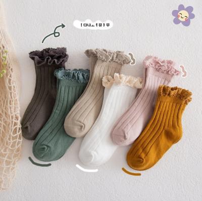 China Zhuji antibacterial 2021 children socks lace up Korean princess Girls Socks Cotton socks low MOQ factory wholesale for sale