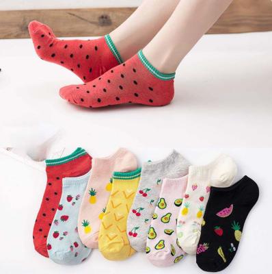 China QUICK DRY Colorful Cotton Fun Novelty Women Fruit Stockings Abbreviate Ankle Socks No Show Ship Invisible Socks Gift Box for sale