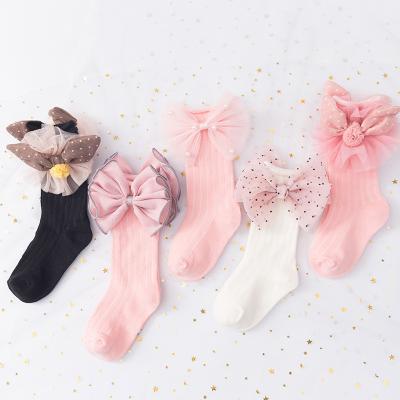 China New QUICK DRY KIDS Newborn BABY KNOCKS Girls Bowknot Cotton Socks Non-slip Stockings Pantyhose Baby Socks for sale