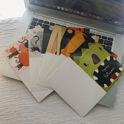 China USA 6 Pcs / Set Custom Paper Carving Handmade Cute Happy Halloween Postcards Greeting Gift Cards for sale