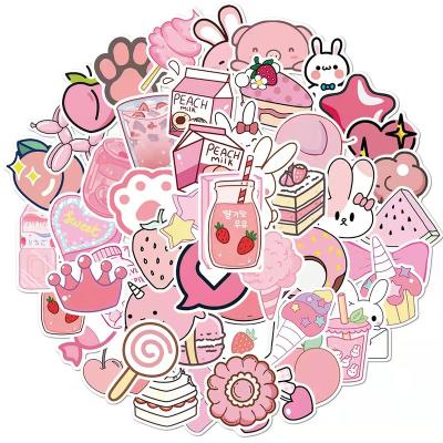 China Decorative Sticker 50 Pcs / Pack Of Cute Pink Stickers For Water Bottles for sale