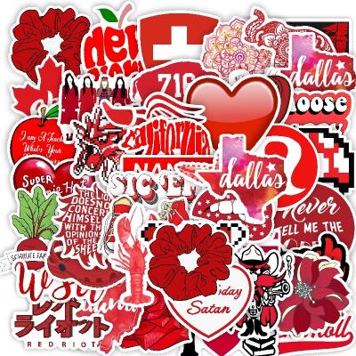 China Cute Cartoon VSCO Sticker Red Cool Girl Cartoon Vinyl Stickers For Student Notebook Bottle Decor Stickers for sale