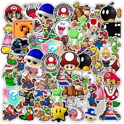 China Mario Cartoon Sticker Kids Super Cute Cartoon Stickers Adhesive Removable Vinyl Sticker for sale