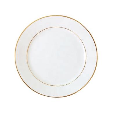 China Wholesale Luxury Home Fine Bone China Manufacturer China Restaurant Hotel Gold Rim White Dinner Plates For Wedding Ceramic Dishes for sale