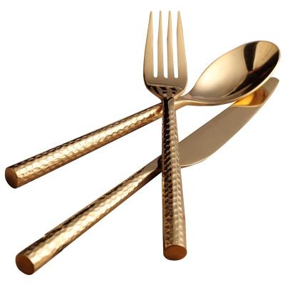 China High Quality Gold Solid Fork Disposable Wedding Disposable Dessert Dish Steak Silverware Knife Set Stainless Flatware Set Restaurant Kitchen Cutlery for sale