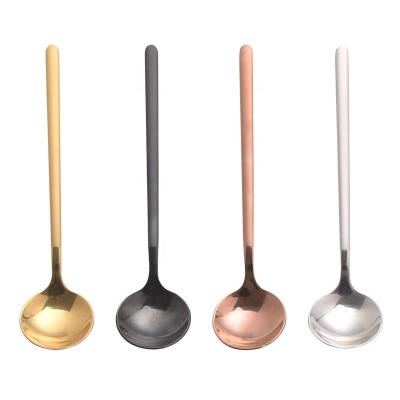 China Wholesale Disposable Gold Silver Spoon Cutlery Set Coffee Dessert Stirring Spoon Stainless Steel Flatware Sets for sale