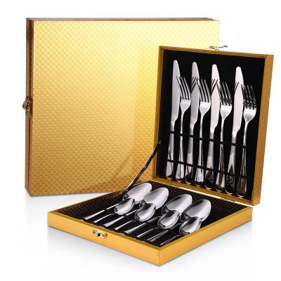 China Disposable RTS Custom Accepted Lock Gift Box Silver Optic Gold Cutlery Flatware Blue Electro Blue Set In A Case for sale