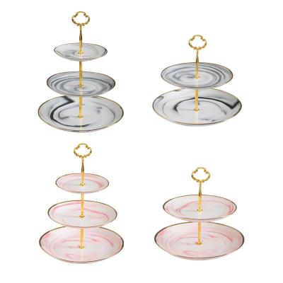 China European Disposable Factory Direct Wedding Snack Stand Supplier Fruit Three-Layer Cake Stand European Ceramic Cake Stand For Sale for sale