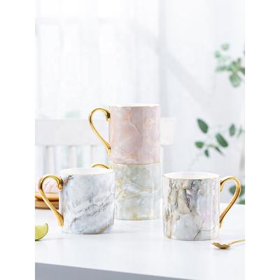 China Water Disposable European Style High-end Creative Marble Cup Couples Bone China Ceramic Coffee Mug for sale