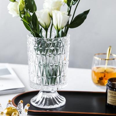 China American light minimalist large glass luxury decoration vase flower arrangement living room home decoration for sale