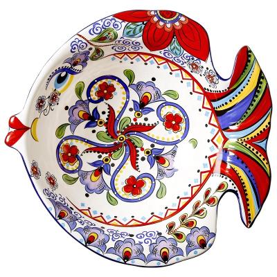 China Disposable European-style ceramic creative household bowl salad dessert fish-shaped bowl for sale