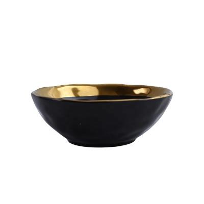 China Retro Fruit Salad Bowl Phnom Penh Matte Ceramic Bowl Rice Snack Disposable Bowl Creative European Style Gold for sale