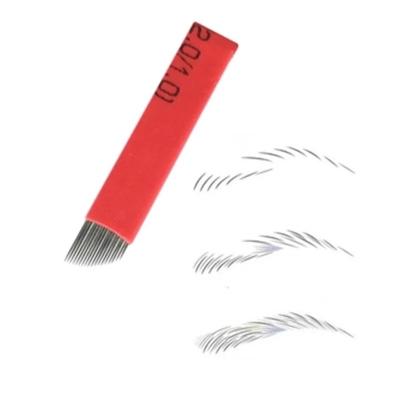 China Permanent New Arrivals 0.18Mm U Shape Blade Flex Makeup Blade Pen Eyebrow Microblading Red Tattoo Needles for sale