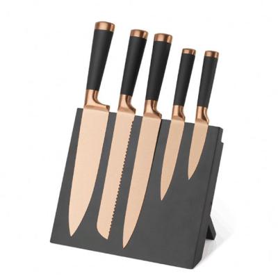 China Amazon Selling Items 6PCS Sustainable Hot High Carbon Stainless Steel Kitchen Knife Set With Magnetic Knife Block for sale