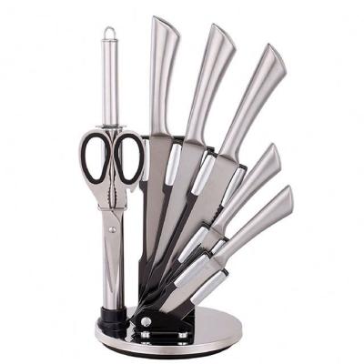 China 8Pcs Sustainable Hollow Stainless Steel Kitchen Knife Set With Knife Block Can Accept LOGO Be Customized for sale