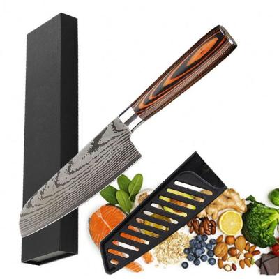 China New Arrival Stainless Steel Knife Brown Damascus Stocked Hash Pattern 5 Inch Steak Knife for sale