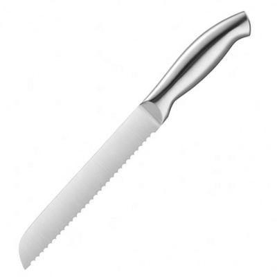 China Serrated bread knife stocked 8 inch with stainless steel handle for family for sale