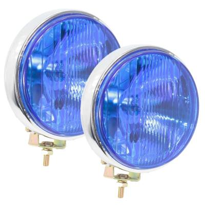 China Metal Front Fog Lights Universal Pair 2x 12V/24V Halogen Blue Lamps Car Van 4x4 Todoterreno Mini Work Light for sale